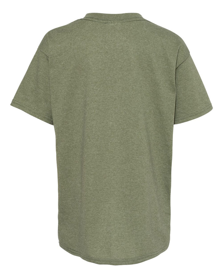 Rear View of Heather Green Ecosmart™ Youth T-Shirt - 5370