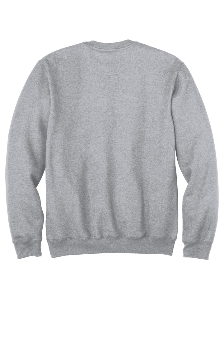 Rear View of Heather Grey Carhartt Midweight Crewneck Sweatshirt. CTK124