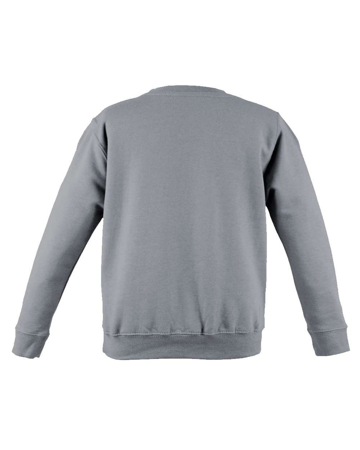 Rear View of Heather Grey College Crewneck Sweatshirt - JHA030