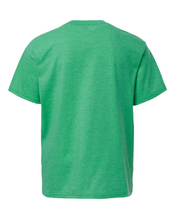 Rear View of Heather Irish Green Softstyle® Youth T-Shirt - 64000B