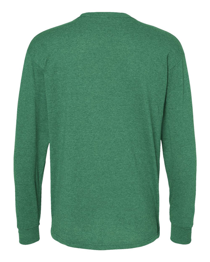 Rear View of Heather Kelly Green Gold Soft Touch Long Sleeve T-Shirt - 4820