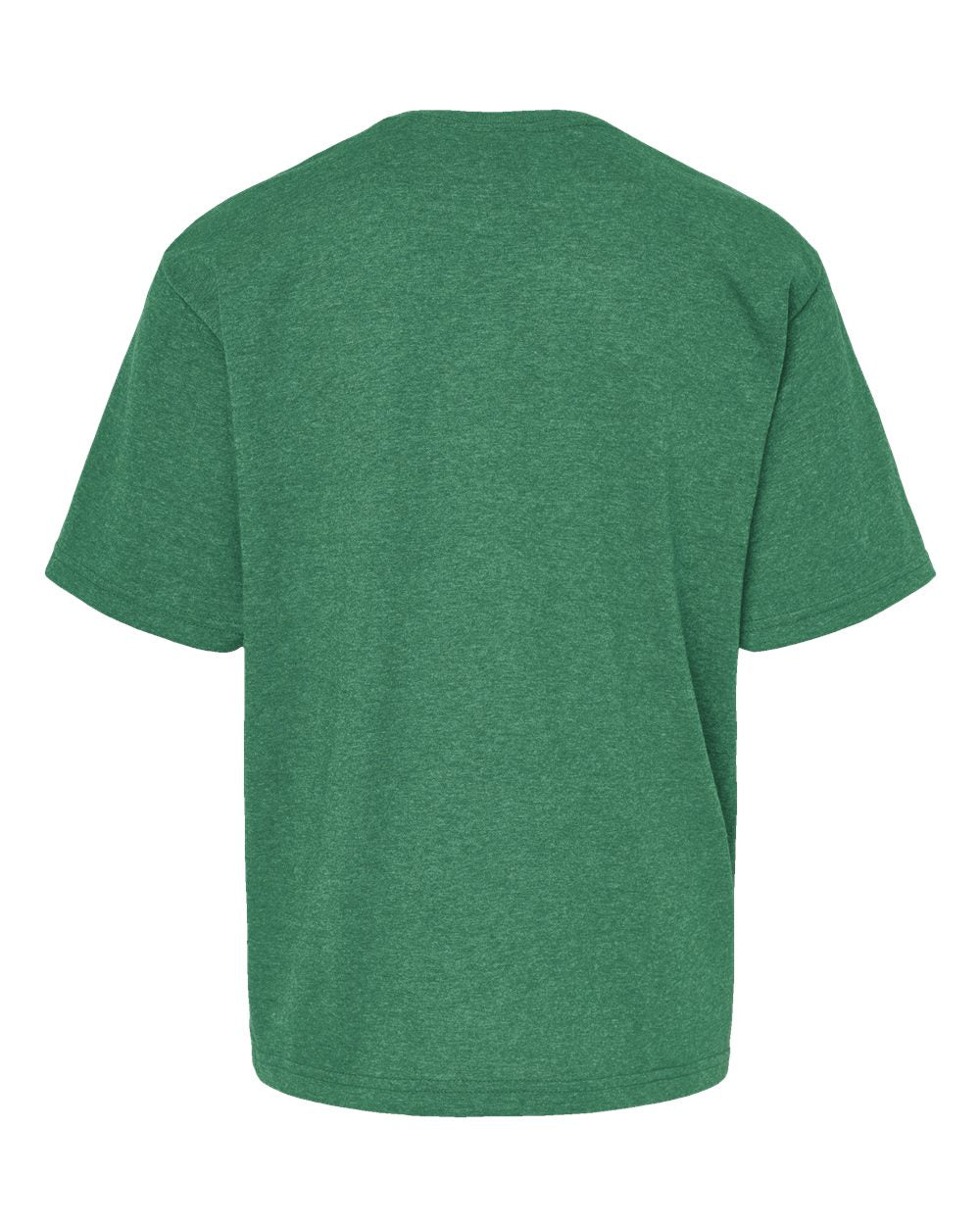 Rear View of Heather Kelly Green Youth Gold Soft Touch T-Shirt - 4850