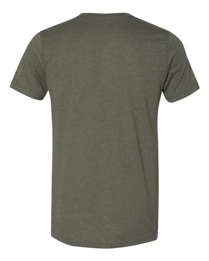 Rear View of Heather Military Green CVC Jersey Tee - 3001CVC