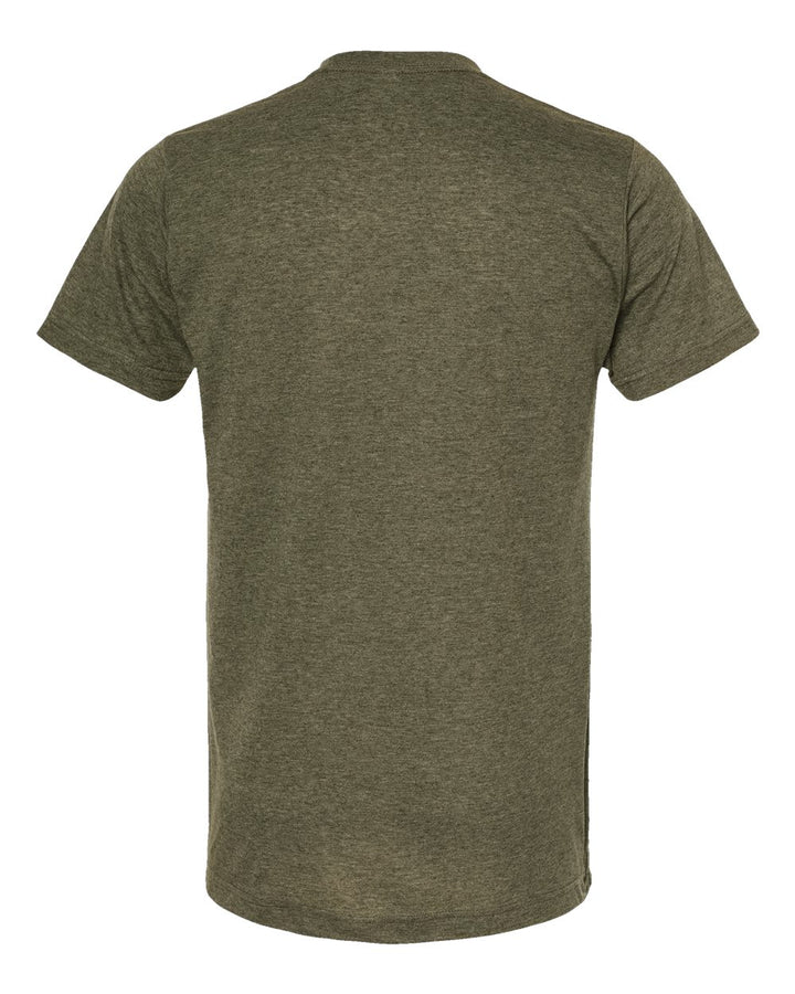 Rear View of Heather Military Green Poly-Rich T-Shirt - 241