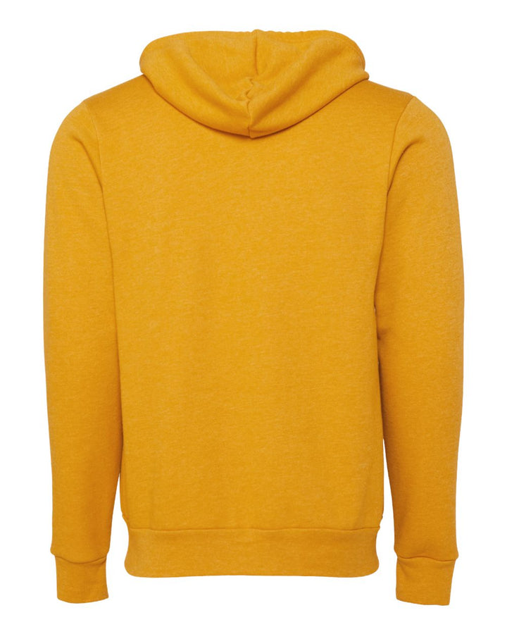 Rear View of Heather Mustard Sponge Fleece Full-Zip Hoodie - 3739