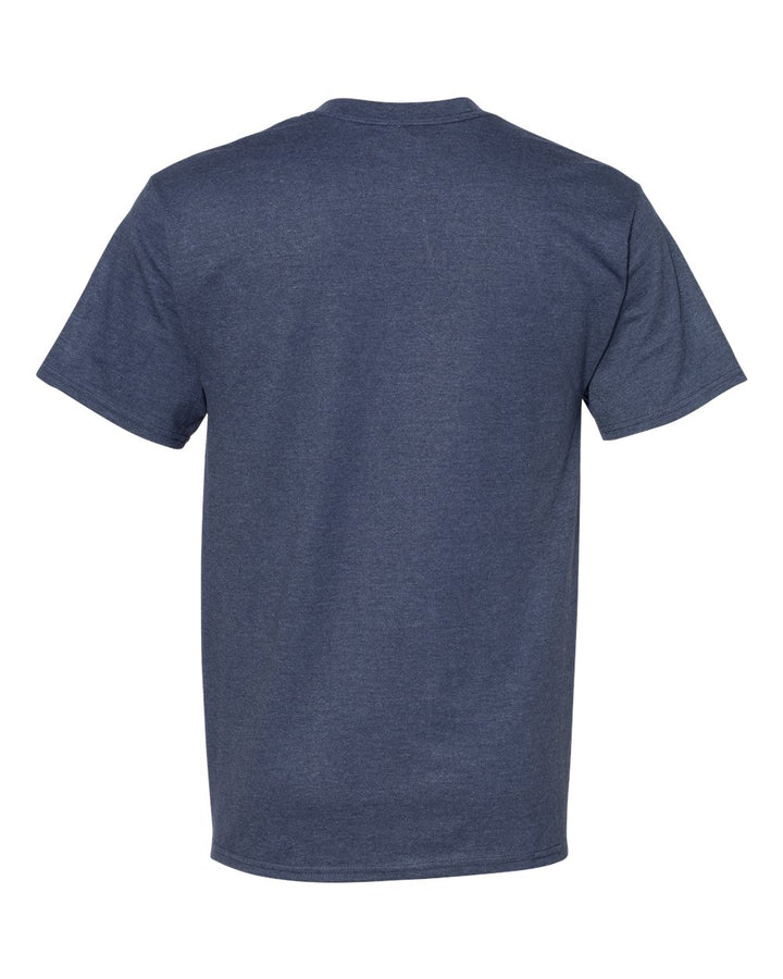 Rear View of Heather Navy Beefy-T® T-Shirt - 5180