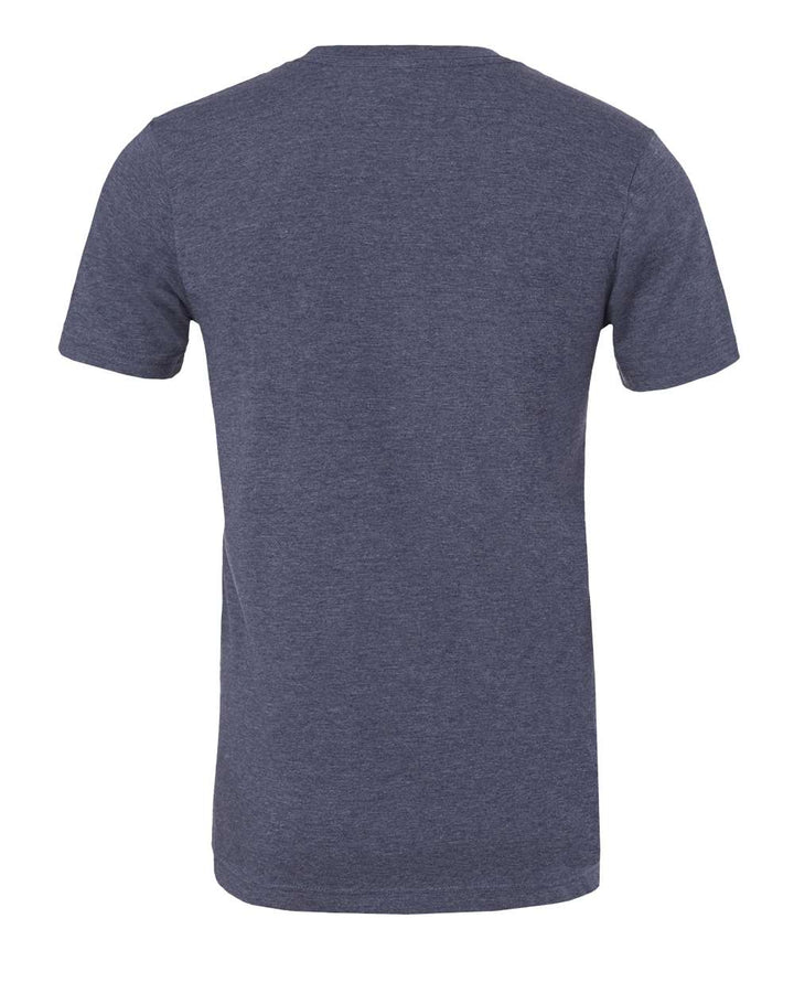 Rear View of Heather Navy CVC Jersey Tee - 3001CVC