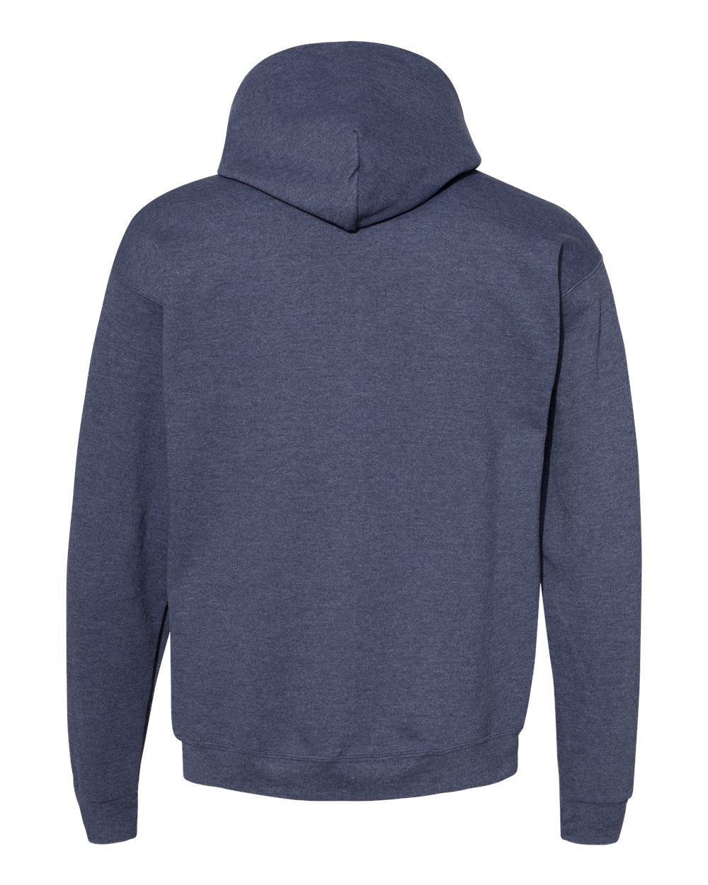 Rear View of Heather Navy Ecosmart® Hooded Sweatshirt - P170