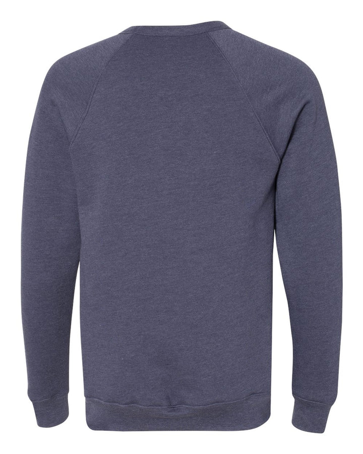 Rear View of Heather Navy Sponge Fleece Raglan Crewneck Sweatshirt - 3901
