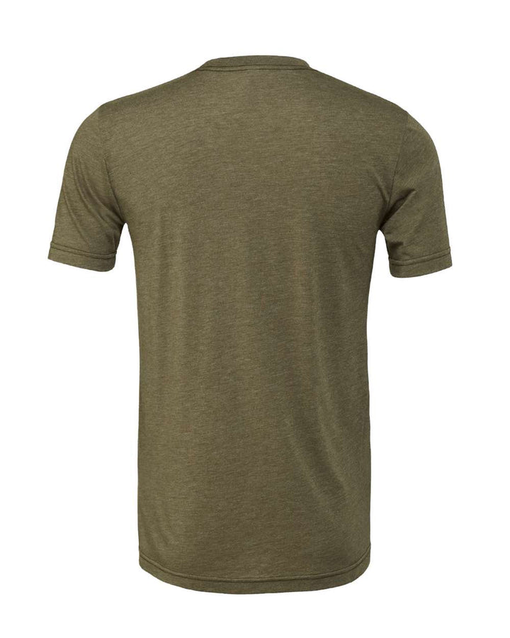 Rear View of Heather Olive CVC Jersey Tee - 3001CVC