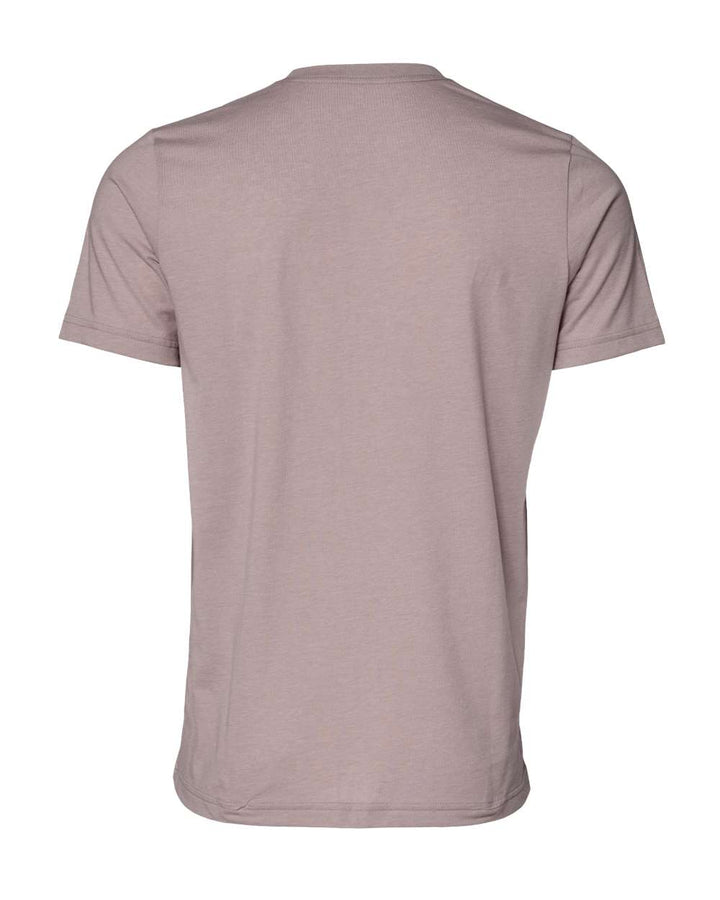 Rear View of Heather Pink Gravel CVC Jersey Tee - 3001CVC