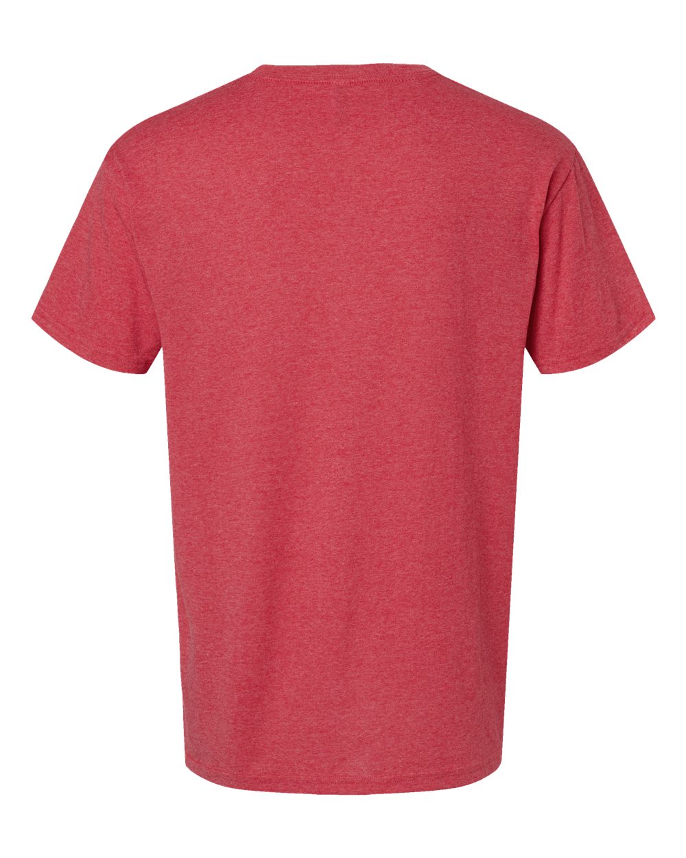 Rear View of Heather Red Gold Soft Touch T-Shirt - 4800