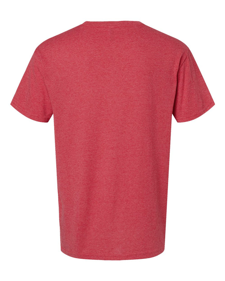 Rear View of Heather Red Gold Soft Touch T-Shirt - 4800