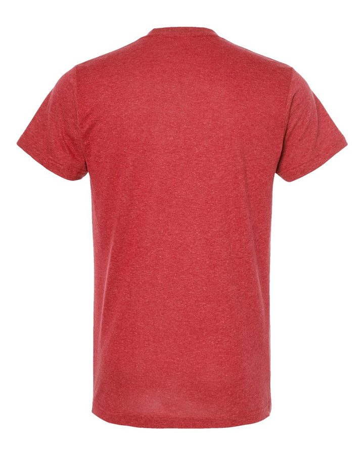 Rear View of Heather Red Poly-Rich T-Shirt - 241