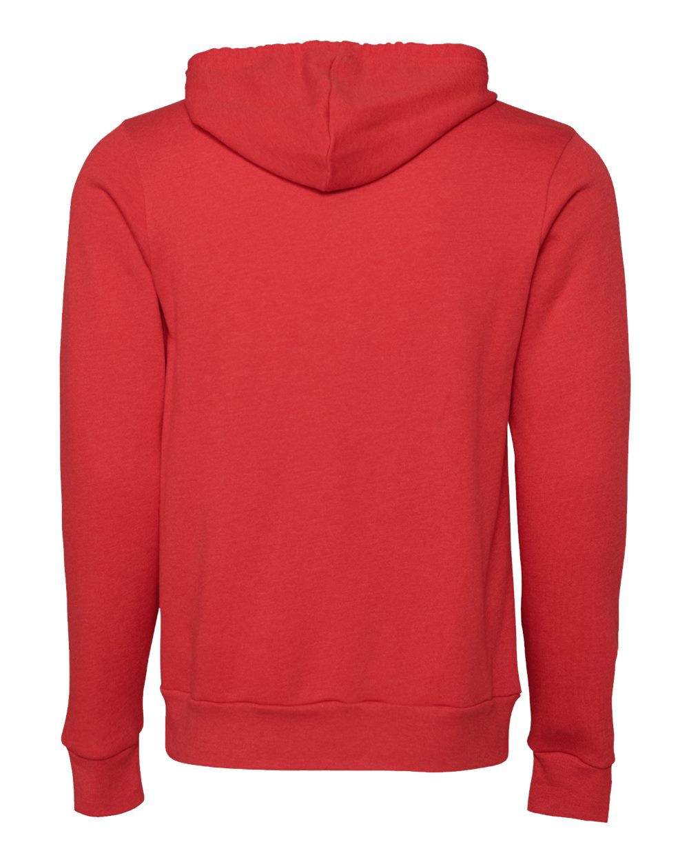 Rear View of Heather Red Sponge Fleece Full-Zip Hoodie - 3739