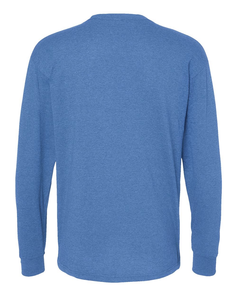 Rear View of Heather Royal Gold Soft Touch Long Sleeve T-Shirt - 4820