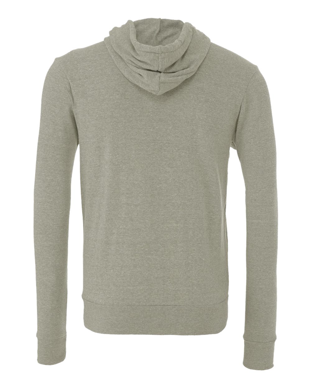 Rear View of Heather Stone Sponge Fleece Full-Zip Hoodie - 3739