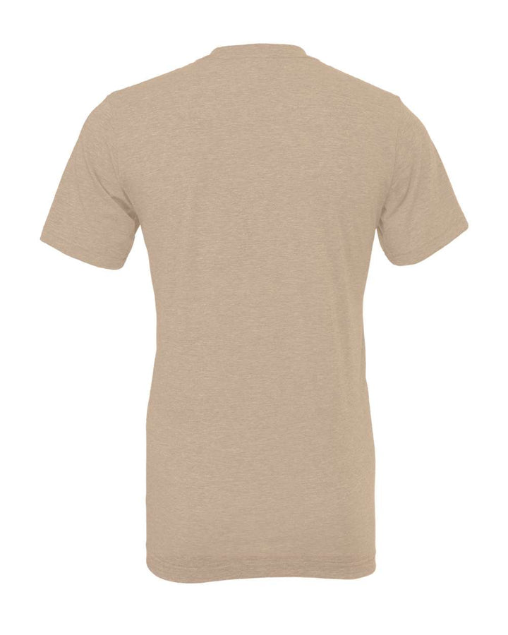 Rear View of Heather Tan CVC Jersey Tee - 3001CVC