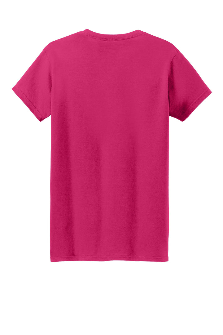 Rear View of Heliconia Gildan Women's Heavy Cotton 100% Cotton T-Shirt. 5000L