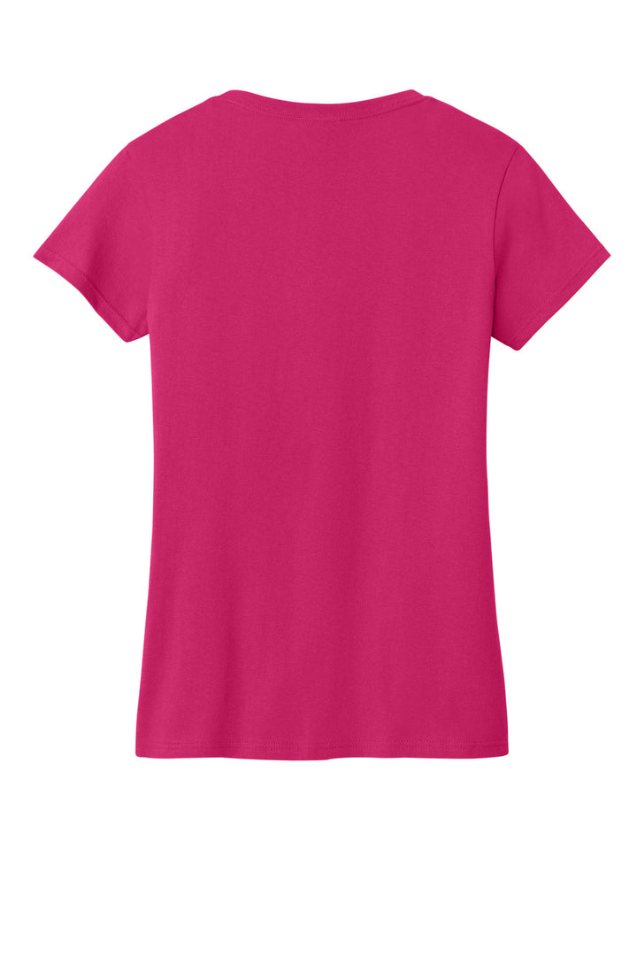 Rear View of Heliconia Gildan Women's Heavy Cotton 100% Cotton V-Neck T-Shirt. 5V00L