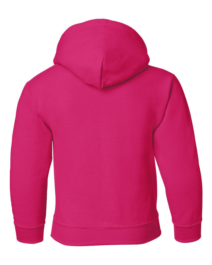 Rear View of Heliconia Heavy Blend™ Youth Hooded Sweatshirt - 18500B