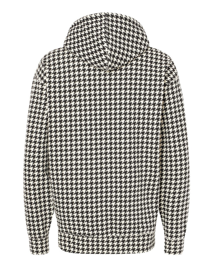 Rear View of Houndstooth Heavyweight Hooded Sweatshirt - IND4000