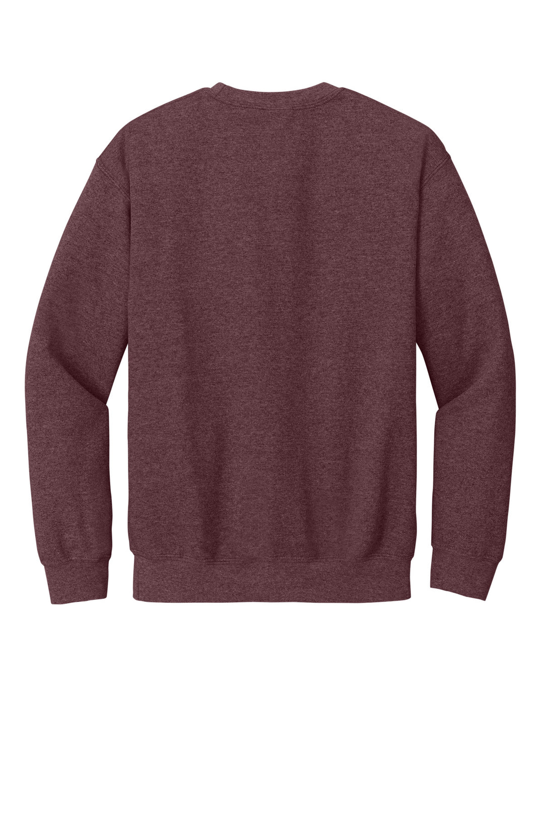 Rear View of HtDkMaroon Gildan Heavy Blend Crewneck Sweatshirt. 18000