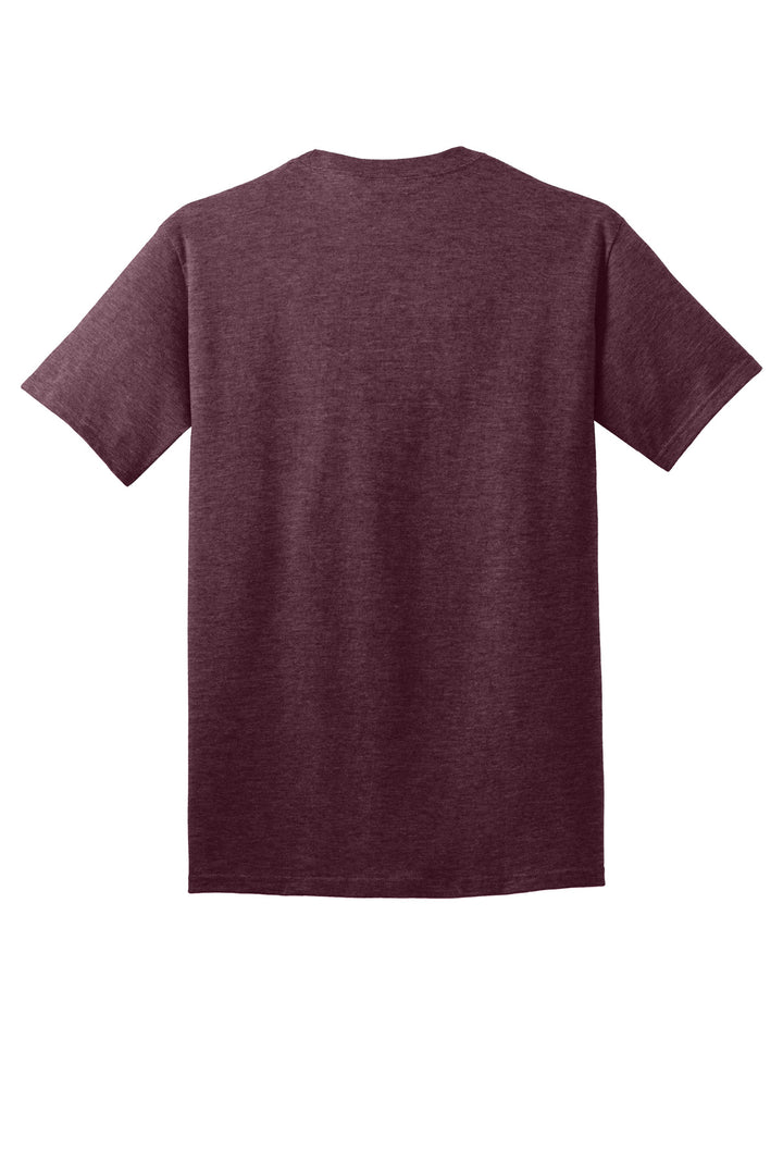 Rear View of Hthr Ath Mroon Port & Company - Core Cotton Tee. PC54