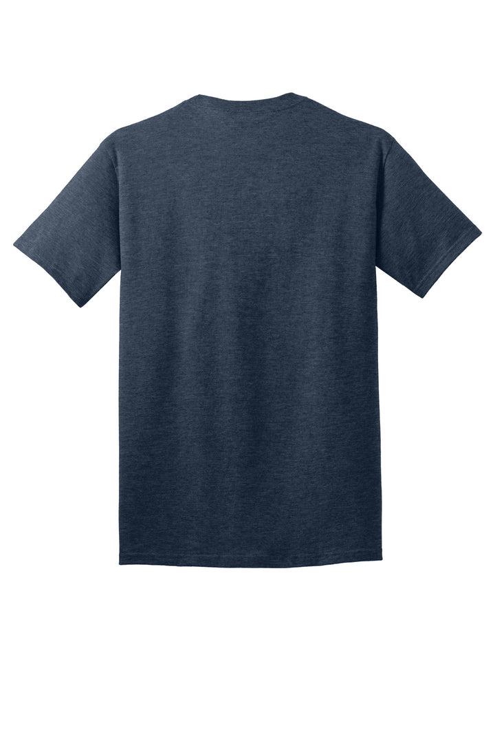 Rear View of Hthr Navy Port & Company - Core Cotton Tee. PC54