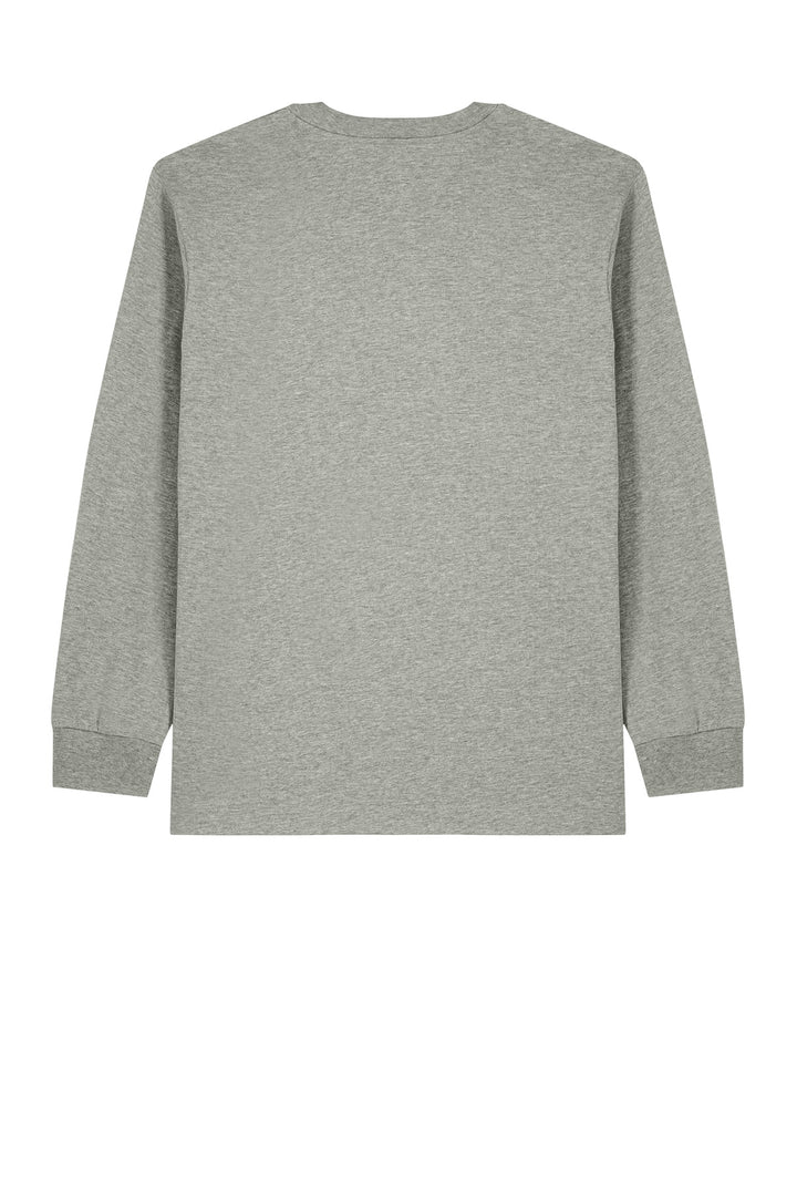 Rear View of HthrGrey Stanley/Stella Unisex Freestyler Heavyweight Long Sleeve Tee SXU023