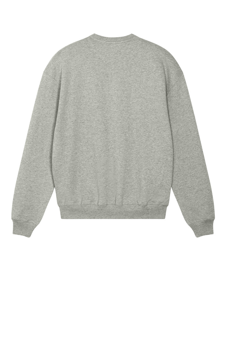 Rear View of HthrGrey Stanley/Stella Unisex Ledger Dry Crewneck Sweatshirt SXU029