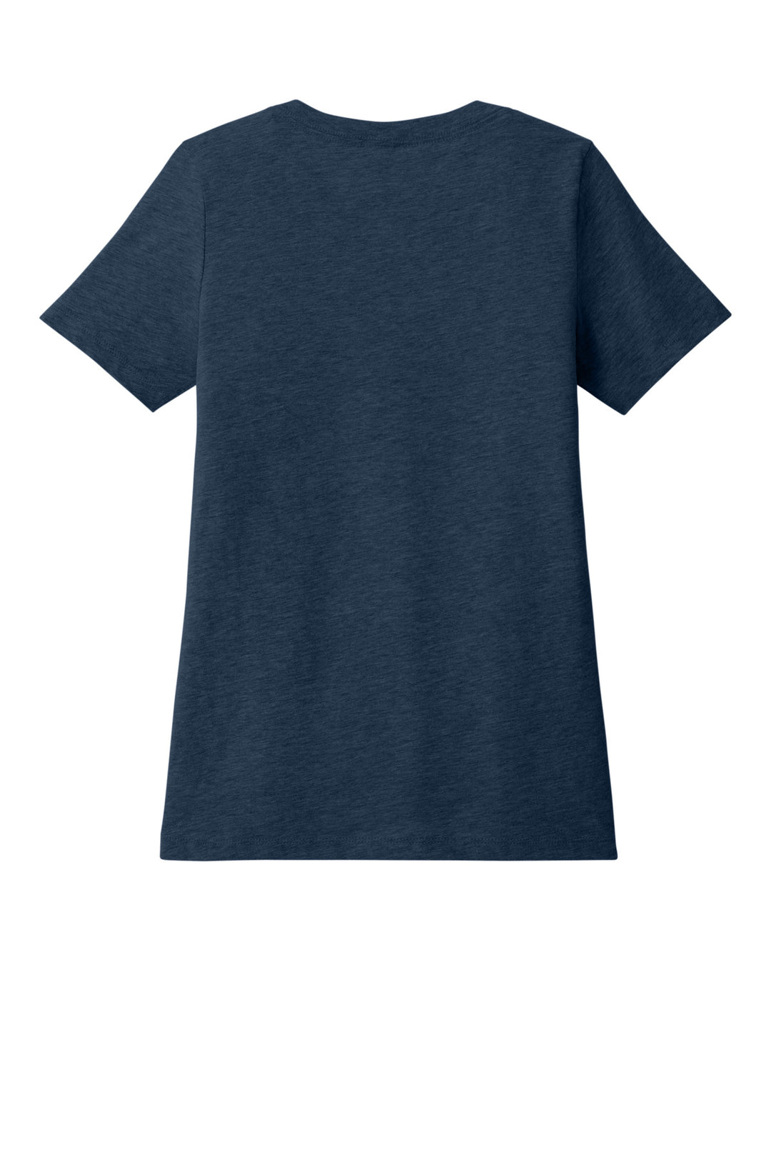 Rear View of HthrNavy BELLA+CANVAS Women's Relaxed Heather CVC V-Neck Tee BC6405CVC