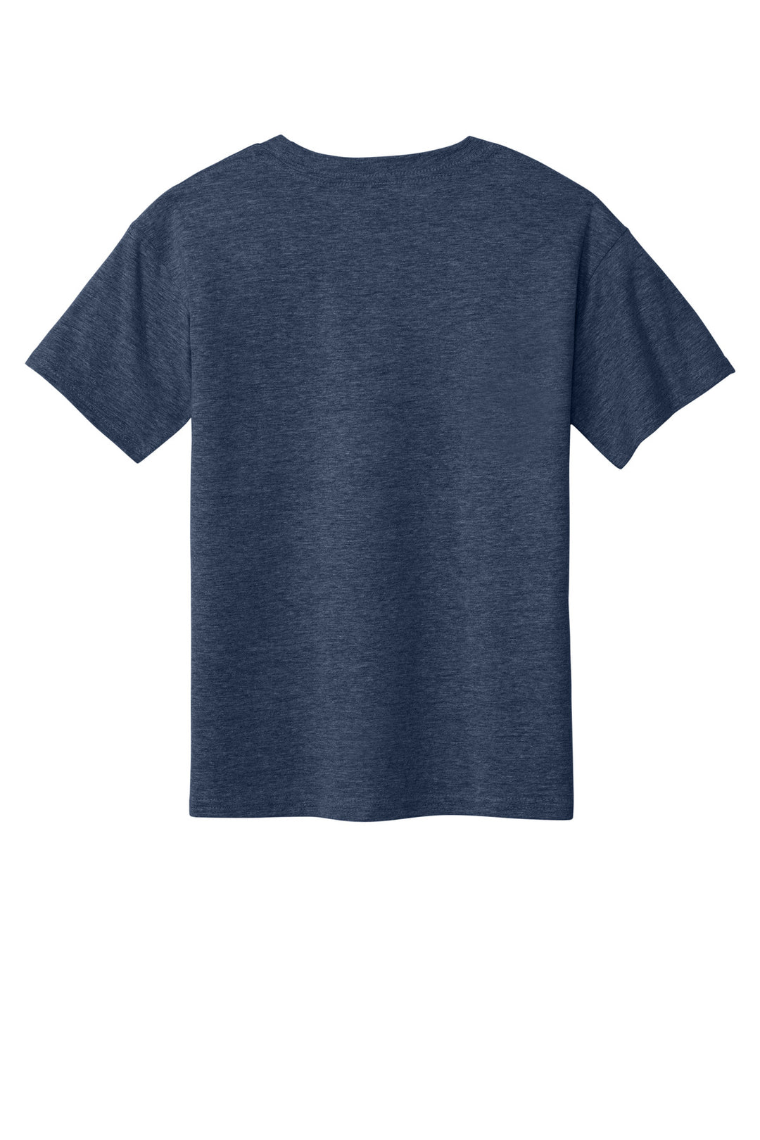 Rear View of HthrNavy Gildan Youth Softstyle T-Shirt 64000B