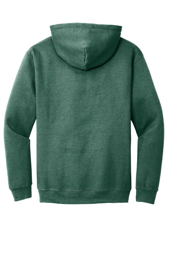 Rear View of HtrDkGreen Gildan - Heavy Blend Hooded Sweatshirt. 18500