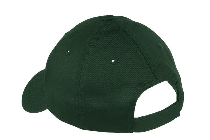 Rear View of Hunter Port & Company Youth Six-Panel Twill Cap. YCP80