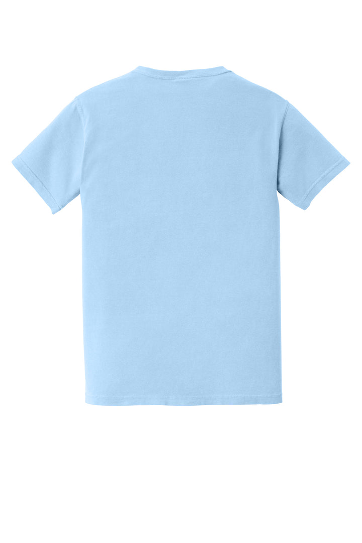 Rear View of Hydrangea COMFORT COLORS Heavyweight Ring Spun Pocket Tee. 6030