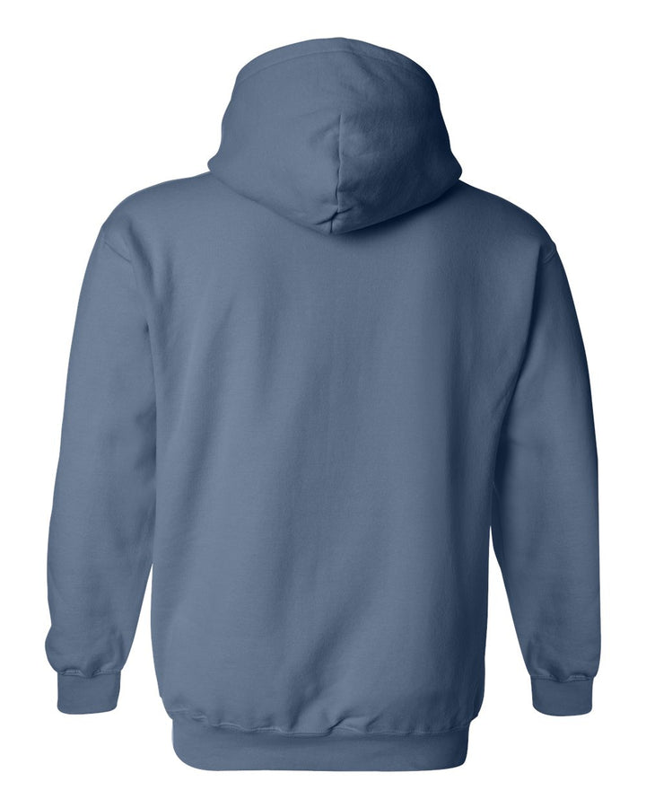 Rear View of Indigo Blue Heavy Blend™ Hooded Sweatshirt - 18500