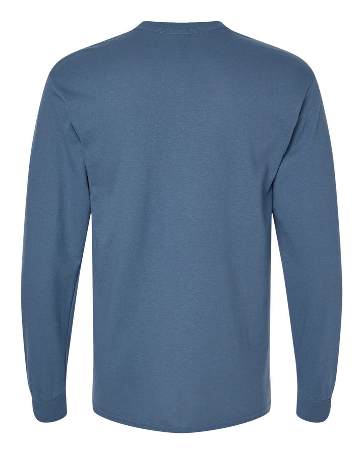 Rear View of Indigo Blue Heavy Cotton™ Long Sleeve T-Shirt - 5400