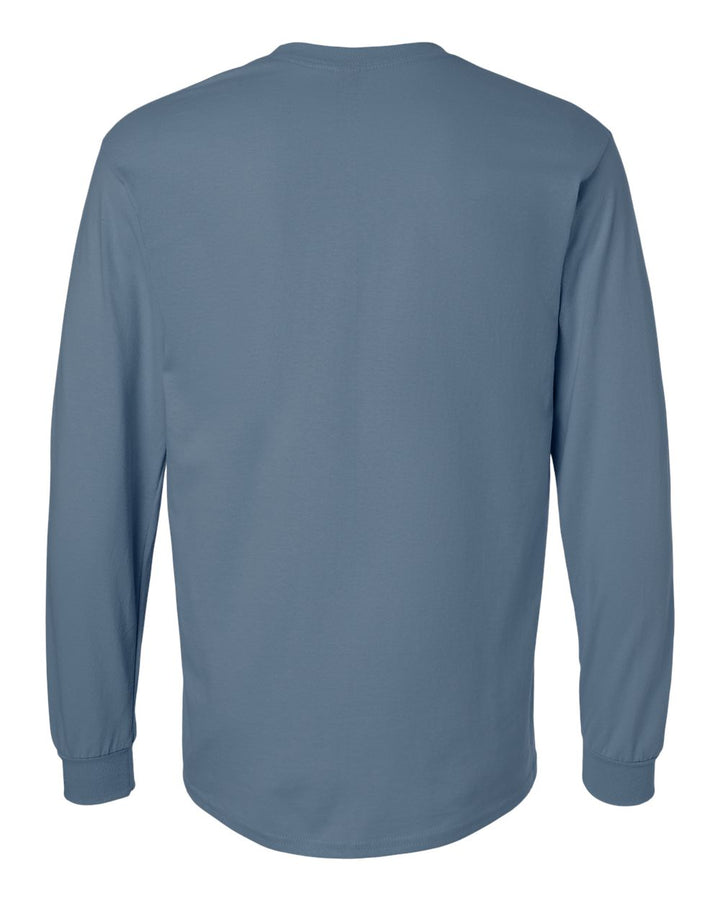 Rear View of Indigo Blue Ultra Cotton® Long Sleeve T-Shirt - 2400