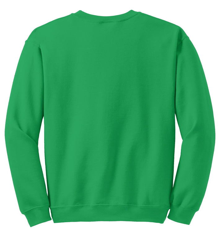 Rear View of Irish Green Gildan Heavy Blend Crewneck Sweatshirt. 18000