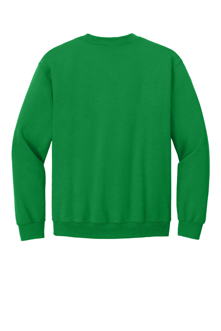 Rear View of Irish Green Gildan Heavy Blend Crewneck Sweatshirt. 18000