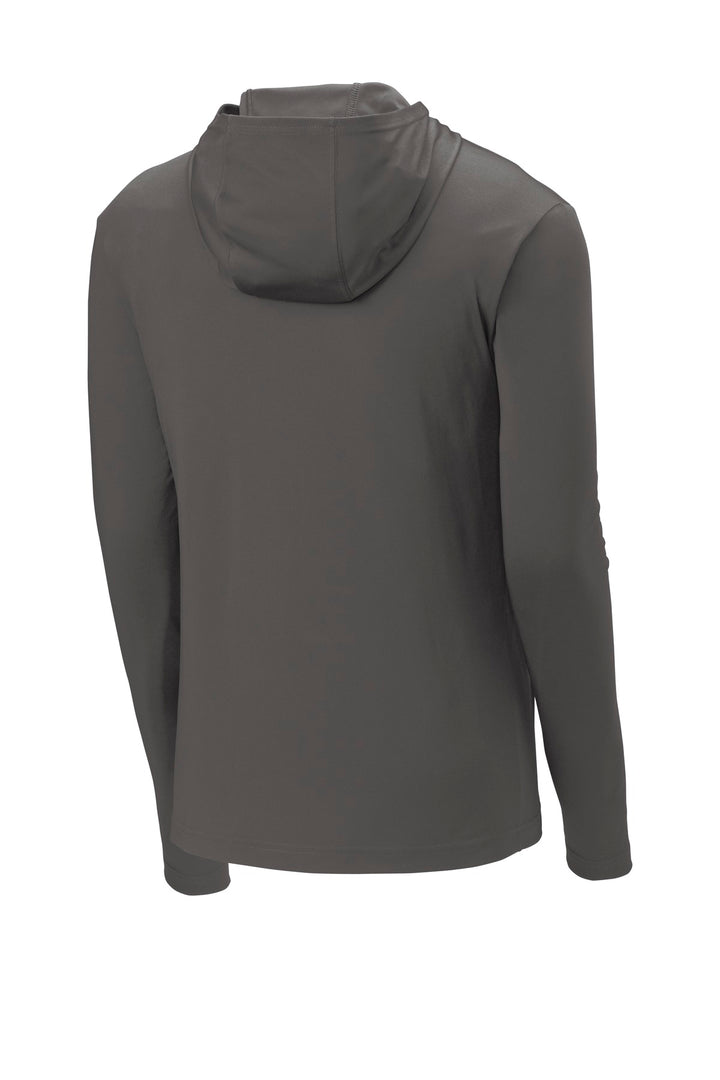Rear View of Iron Grey Sport-Tek PosiCharge Competitor Hooded Pullover. ST358