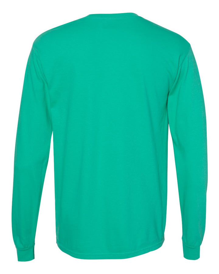 Rear View of Island Green Garment-Dyed Heavyweight Long Sleeve T-Shirt - 6014
