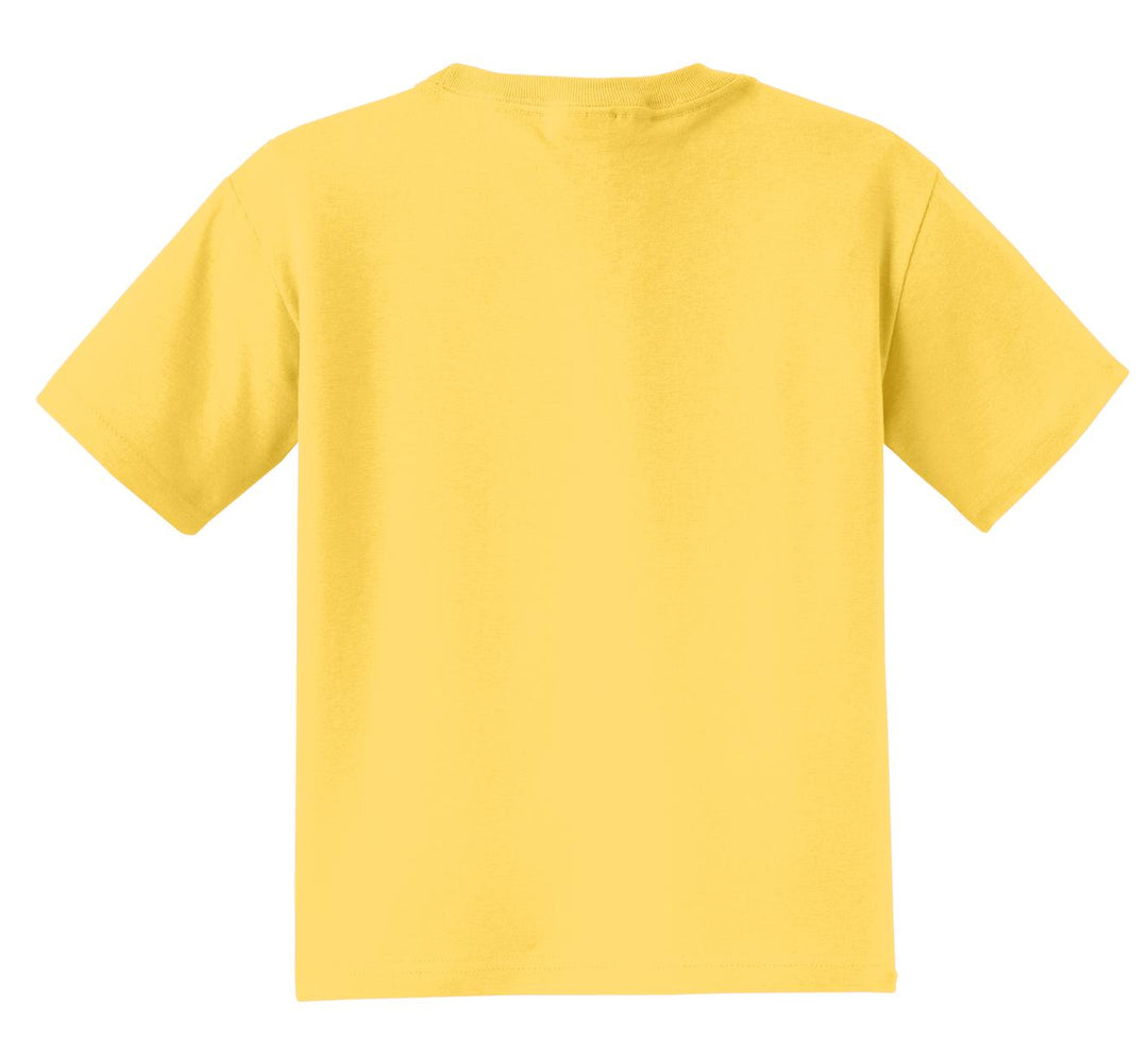 Rear View of Island Yellow Jerzees - Youth Dri-Power 50/50 Cotton/Poly T-Shirt. 29B