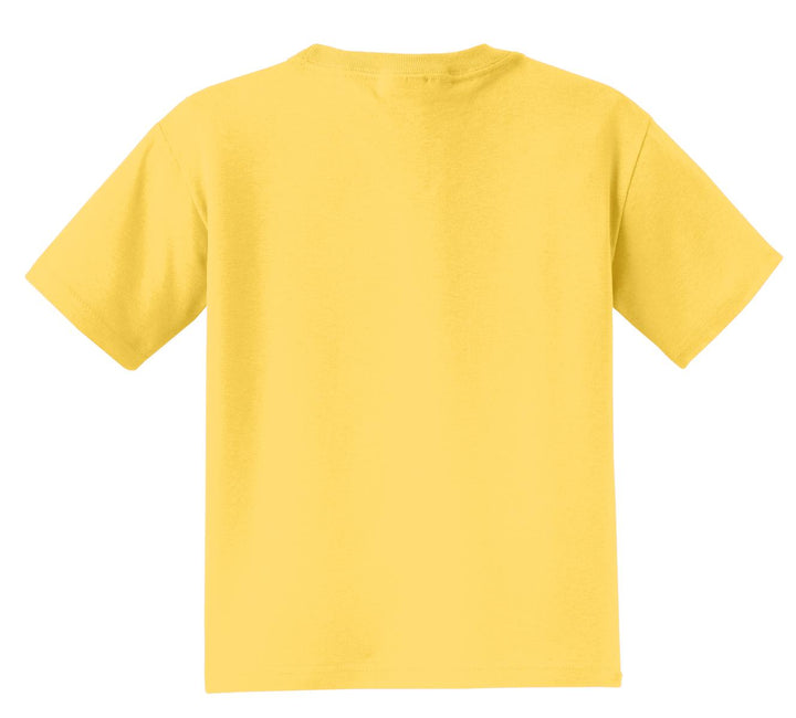 Rear View of Island Yellow Jerzees - Youth Dri-Power 50/50 Cotton/Poly T-Shirt. 29B