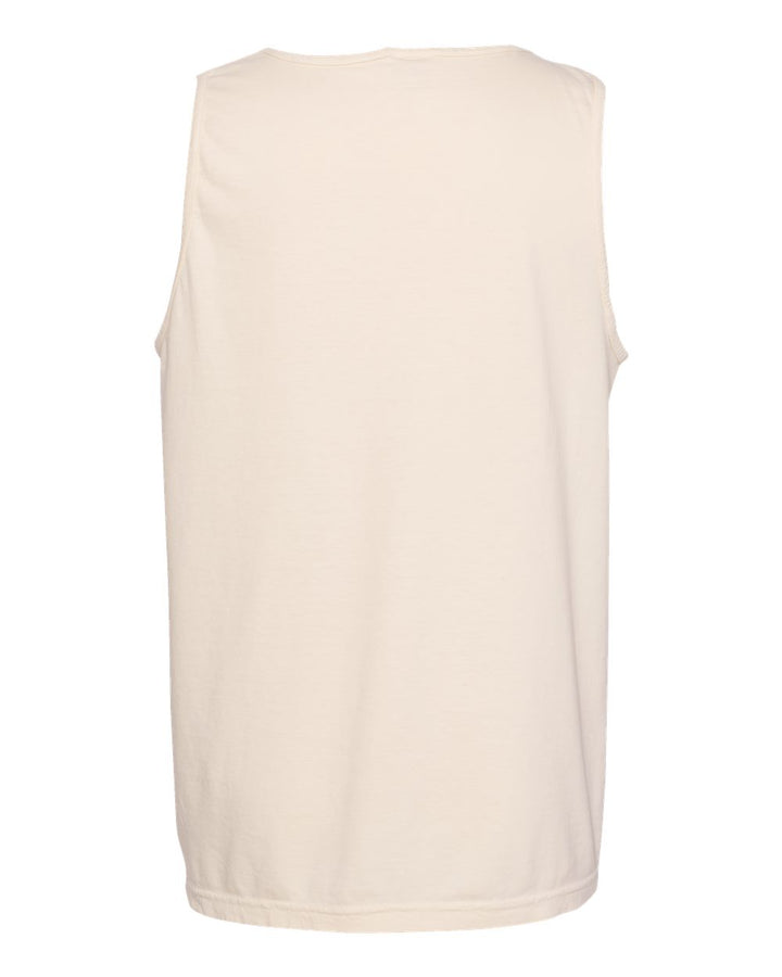 Rear View of Ivory Garment-Dyed Heavyweight Tank Top - 9360