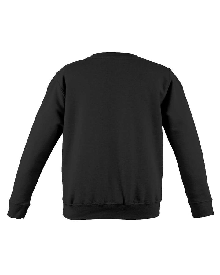 Rear View of Jet Black College Crewneck Sweatshirt - JHA030