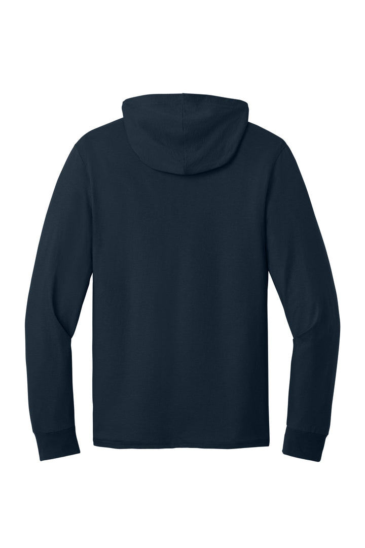 Rear View of JNavy Jerzees Classics Unisex Cotton Long Sleeve Hooded T-Shirt 363LH