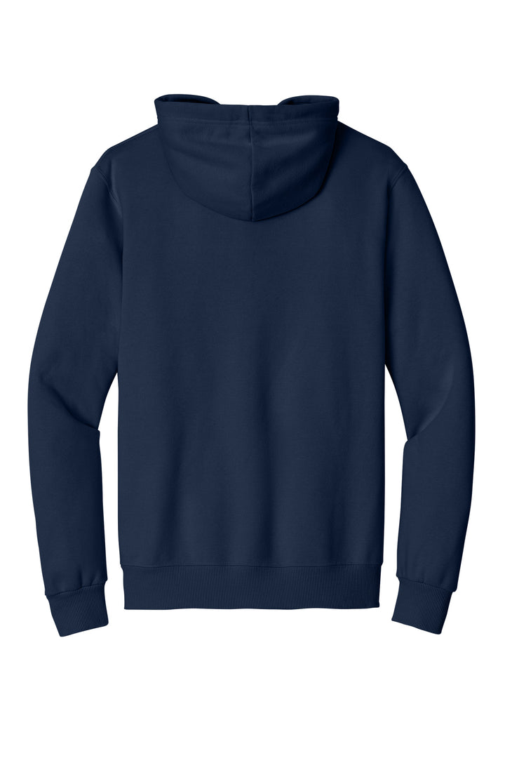 Rear View of JNavy Jerzees Eco Premium Blend Pullover Hooded Sweatshirt 700M
