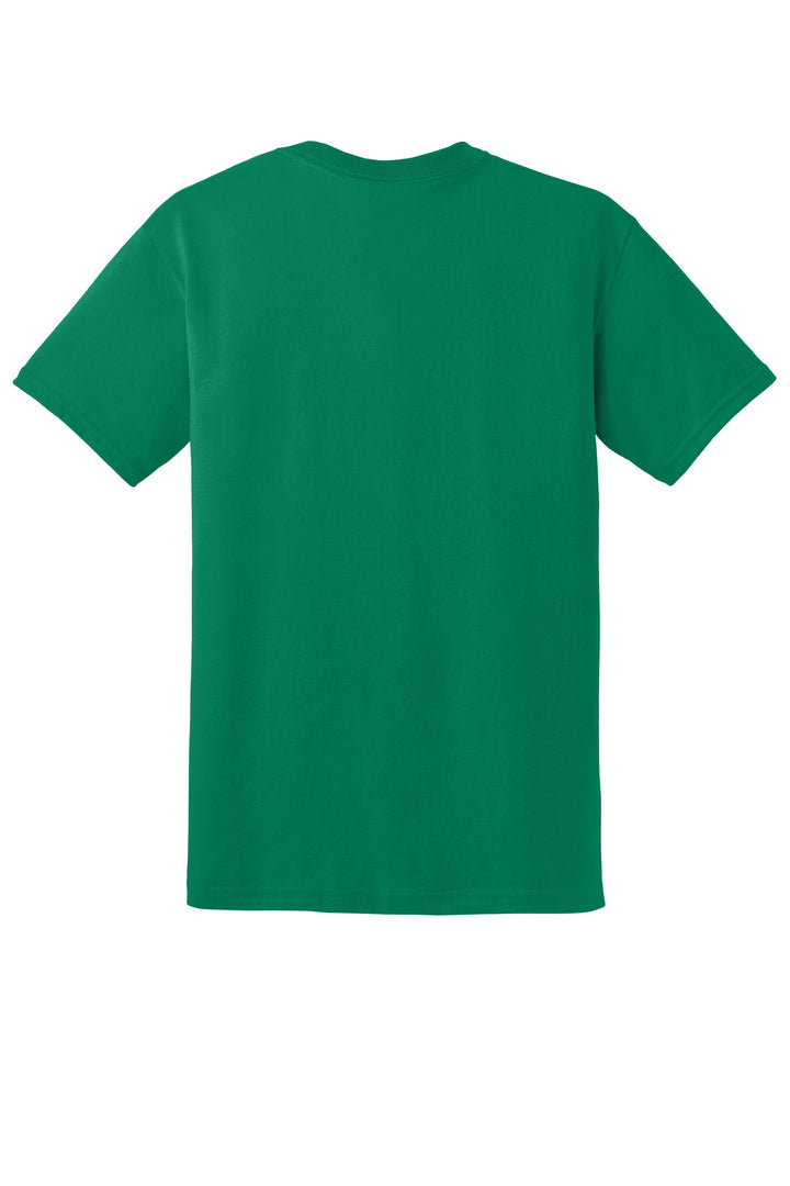 Rear View of Kelly Green Gildan DryBlend 50 Cotton/50 Poly T-Shirt. 8000